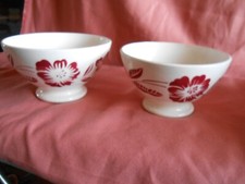 2 Bols anciens DIGOIN Décor floral Bordeaux