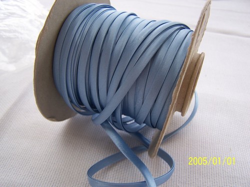 Ancien biais satin bleu - biais, en