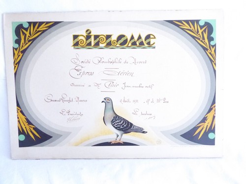 Diplome societe colombophile - -,