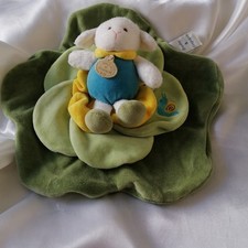 Doudou mouton, pétales, vert, jaune, bleu, Doudou et compagnie (cie)