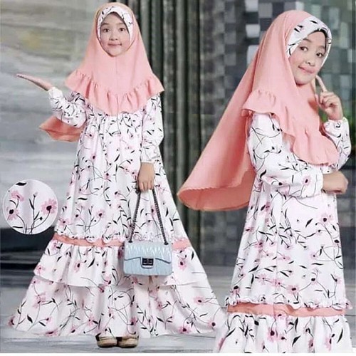 Muslim kids girls print abaya - muslim,