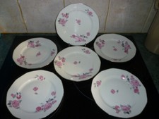 6 ANCIENNE ASSIETTE EN PORCELAINE BH FRANCE DECOR ARGENTE & ROSE ART DECO 19 CM