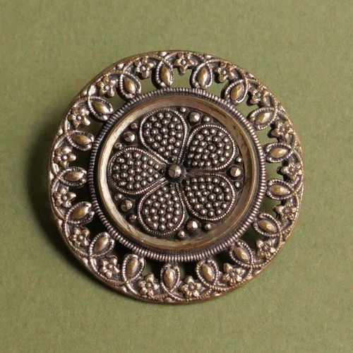 Bouton ancien métal verre - -, &