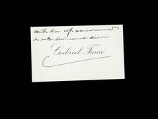 Gabriel FAURÉ - carte de visite autographe - remerciements