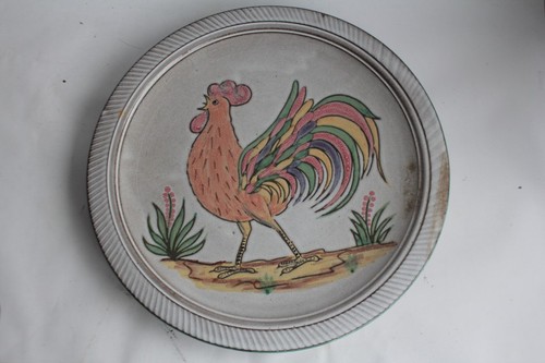 Plat céramique émaillée coq - plat,