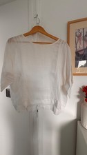 blouse blanche   en 100 %  ramie lin taille 42  - MADE IN ITALY
