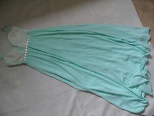 MANIJU jolie robe de soirée longue dentelle strass vert clair taille S top 