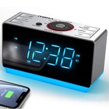 Radio réveil avec Haut - Parleurs Bluetooth Radio FM Double Alarme avec Snooz...