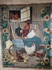 Jeté de Canapé Plaid Lit Basse Cour Ferme Coq Poule Poussins