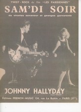 Johnny Hallyday  Partition "Samedi soir"   R@RE