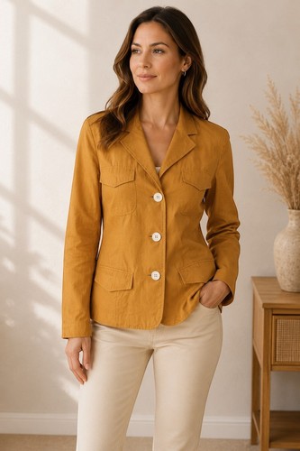 Windsor veste soie lin camel - soie,,