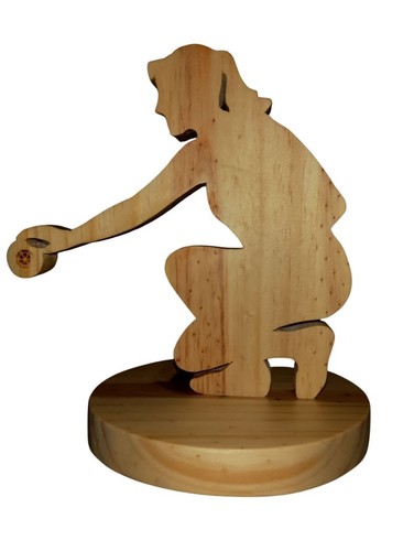 Trophée pétanqueuse bois - trophée,