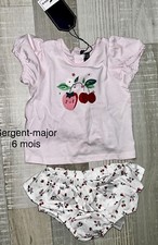 Sergent-major 6 MOIS : Ensemble T Shirt + Culotte Bloomer Culotte Fraise Été New