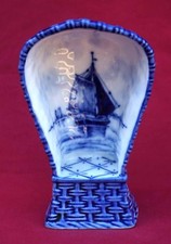 Blue & White Geman Porcelain Canopy Chair Watch Holder Sailing Boat  1920