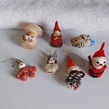 Lot de 7 Anciennes Décorations / Sujets Sapin de Noël  Vintage Santa / Père Noël