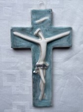 Crucifix, céramique, Marcel GUILLOT, croix, signé, forme moderniste