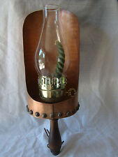 Vintage Hand Held or Wall Mount Wood and Copper Candle Sconce Torch 231510