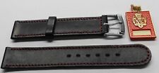 BRACELET MONTRE LIP CUIR NOIR COUTURES ROUGE STOCK LIP ANCIEN ORIGINAL