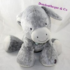 Grande peluche âne KALOO Régliss' ânon Les Amis gris bandana bleu 35 cm (CEMO)