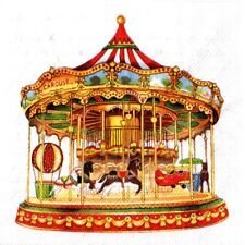 Serviettes en papier caroussel manège. Napkins wooden merry-go-round carousel