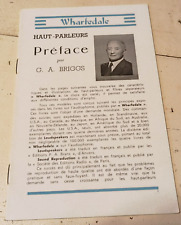 ancienne publicite technique WHARFEDALE haut parleurs g.a. briggs catalogue 1957