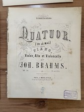 BRAHMS Johannes, Quatuor Opus