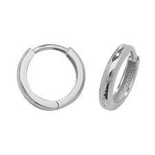 9ct or Blanc 10mm Boucle Oreilles Britannique Fabriqué 375 Poinçonnée Tout Neuf