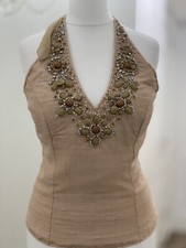 Haut crop top sexy col montant paillettes brillant