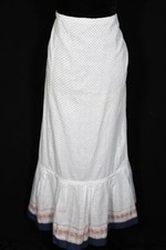 Jupon Long Édouardien Blanc En Coton Français Antique 34" Taille 39" Long