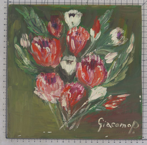 Tableau huile avec fleurs - à,