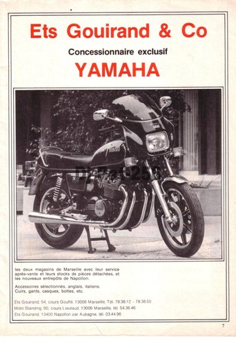 Publicité moto yamaha xs - publicité,