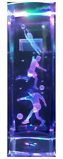 Cube 3D Laser Bloc Cristal  foot Football Socle Lumineux avec éclat peu visible
