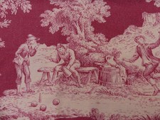 Linge Ancien coupon de tissus french fabric  Toile De Jouy scène des champs