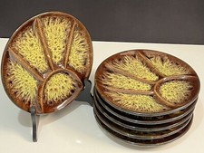 Assiettes à fondue vintage en céramique Vallauris Marius Giuge lots De 6