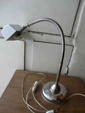 Ancienne lampe de bureau art déco flexible cuivre chromé pirouette