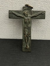 Ancien Crucifix Croix Pendentif en Bronze Massif