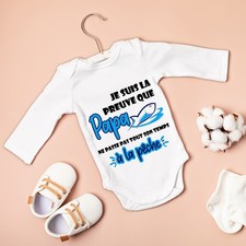 Body bébé ou tee-shirt personnalisé preuve que papa modèle pêche