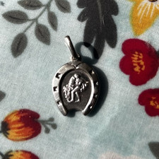 French medal Aquarius ⅔” Sterling silver Horseshoe Pendant Water Necklace