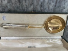 louche à crème métal doré, manche argent fourré minerve+ boite