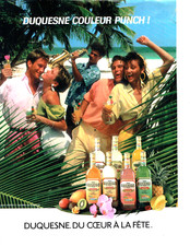 publicité Advertising  1022  1987   Duquesne  couleur  punch Martinique