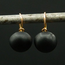 O630 -  Anciennes Boucles d'Oreille en Or jaune 18k et Jais, 1900
