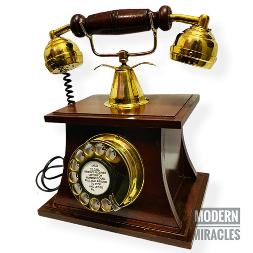 Ancien téléphone bois - téléphone,