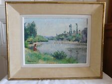 Jehan BERJONNEAU (1890-1966) huile sur carton rigide  "L'Ardèche près de Vogüé"