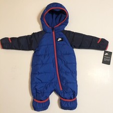 Nike Baby Boy 6 Months Puffer Snow Suit Blue Game Royal Hooded Mittens NWT