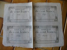 PLANCHE DE 4 ASSIGNAT 100 FRANCS  LAF 173