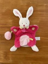 DOUDOU ET COMPAGNIE LAPIN MARIONNETTE LOVELY FRAISE POMPON ROSE Blanc Vert
