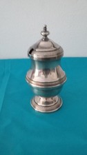 ANCIEN SUCRIER OU MOUTARDIER EN METAL ARGENTE VINTAGE ART DE TABLE CONFITURIER