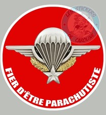 STICKER INSIGNE MILITAIRE BREVET FIER D'ÊTRE PARACHUTISTE BERET ROUGE PZ056