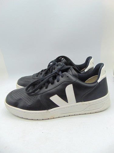 Veja black leather - black, lace-up