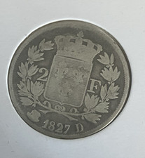  MONNAIE ARGENT de 2 FRANCS CHARLES X  1827  D  rare